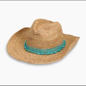 NEW Cowboy Braided Straw Hat With Turquoise